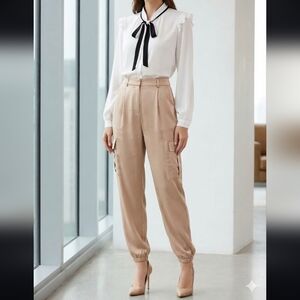 White House White Blouse With Black And White Ribbon